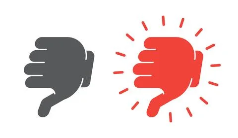 Thumbs down dislike isometric social media UI button set Stock Illustration