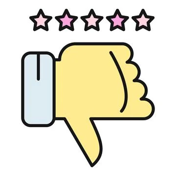 Thumbs down gesture and empty review stars Stockillustratie