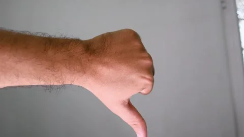 Thumbs Down Gesture, Hand Showing Dislike Sign, Negative Hand Signal Stock Footage 312071635