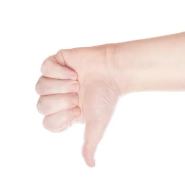 Thumbs down hand sign Stock Photos