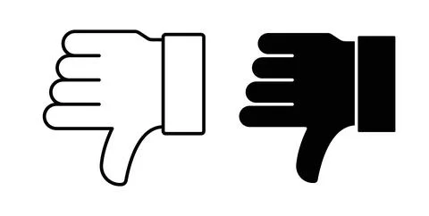 Thumbs down icon collection in black, Line icons, flat symbols Stock Illustration