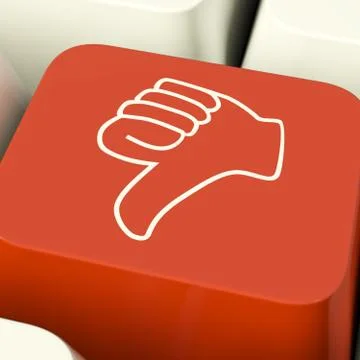 Thumbs down icon computer key showing dislike failure and false 스톡 일러스트