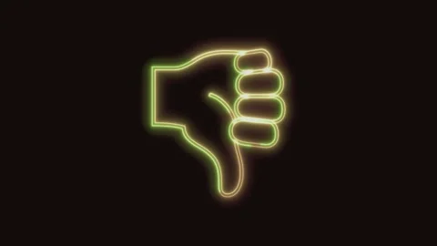 Thumbs Down Icon Neon Seamless Loop 4K (Black Background) Video stock 310360946