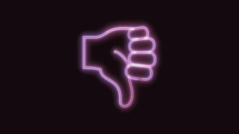 Thumbs Down Icon Neon Seamless Loop with Black Background 4K Video stock 311303617