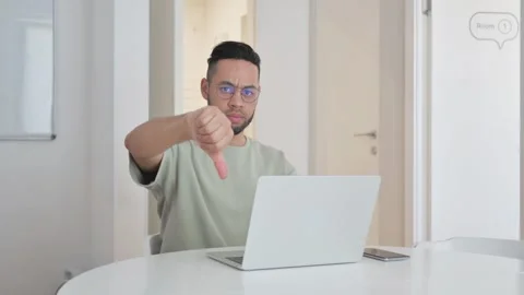 Thumbs Down by Middle Aged Man Working in Office Vídeo Stock 307915361