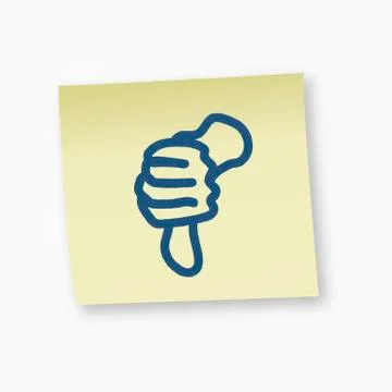 Thumbs down sign on adhesive note, close-up Stock Illustration
