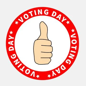 Thumbs up on Election Day and text VOTING DAY Stock Illustration
