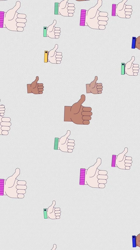 Thumbs up falling effect vertical animation Stock Footage 333309368