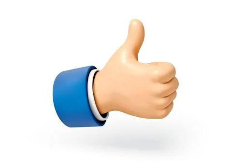 Thumbs Up Gesture In Blue Suit isolated 3D icon Stock-Illustration