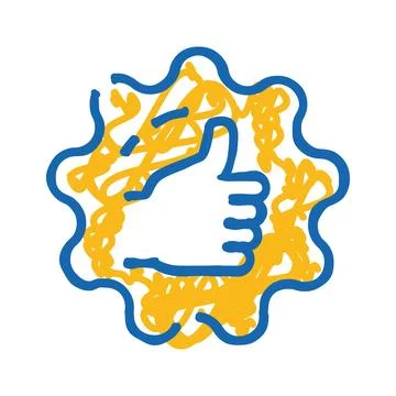 Thumbs up gesture inside doodle cloud shape イラスト素材