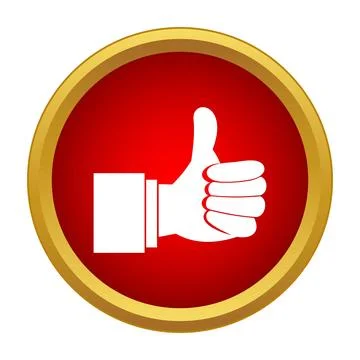 Thumbs up gesture inside red button icon Stock Illustration