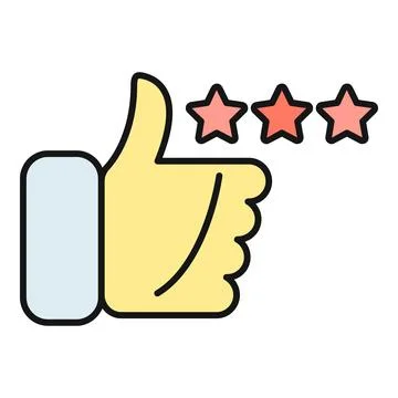 Thumbs up gesture showing three star rating Stock Illustration