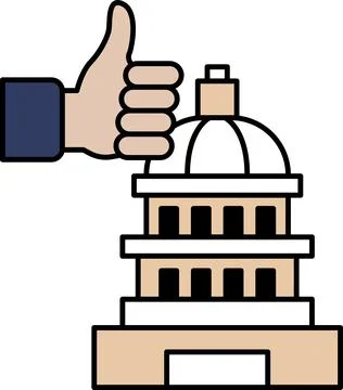 A thumbs up is given to a building that is the Capitol building Ilustración de archivo