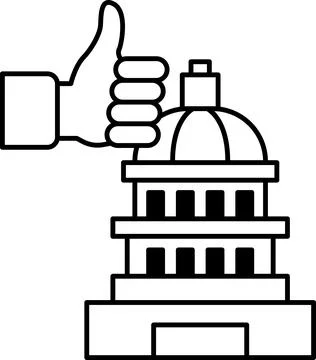 A thumbs up is given to a building that is the Capitol building Ilustración de archivo