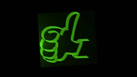 Thumbs up green like animation 3d icon on black and transparent background Stock Footage 238948063