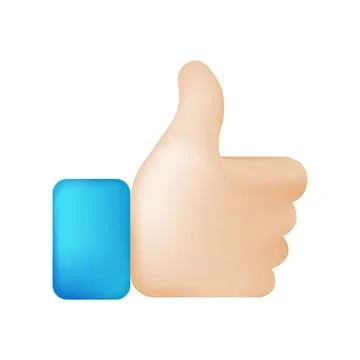 Thumbs Up Hand 3d render Sign. Human Gesture Vector Symbol Emoticon Design. Stock Illustration