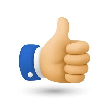 Thumbs Up Hand Gesture, 3d Vector Illustration. Like Symbol with Raised Thu.. Stock Illustration