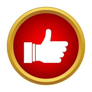 Thumbs up hand gesture on red gold button Stock Illustration