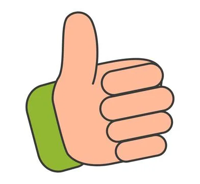 Thumbs up hand gesture vector illustration in flat style depicting approval.. Stock Illustration