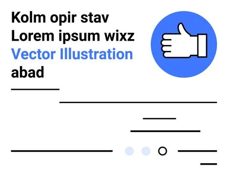 Thumbs up hand symbol inside blue circle, black placeholder text including Ko 스톡 일러스트