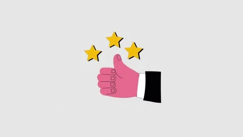 Thumbs Up Hand with Three Star. Positive Rating Concept Animation - Transparent Stock Footage 323777891