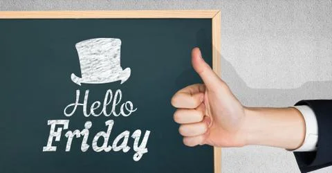 Thumbs up hello friday 스톡 사진
