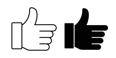 Thumbs up icon collection in black, Line icons, flat symbols Stock Illustration