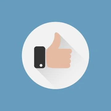 Thumbs up icon, like icon, flat design Stock Illustration
