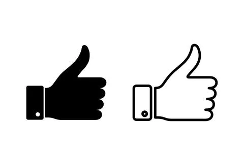 Thumbs up icon set. Hand like. Like icon vector. Stock Illustration