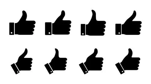 Thumbs up icon set. Hand like. Like icon vector. Stock Illustration