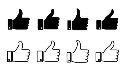 Thumbs up icon set. Hand like. Like icon vector. Stock Illustration