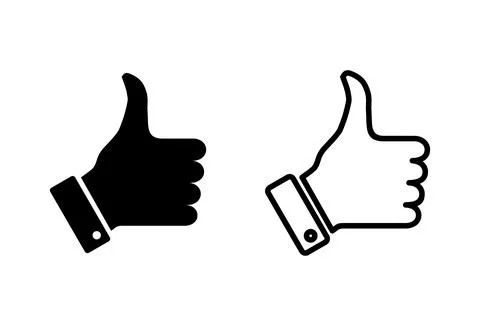 Thumbs up icon set. Hand like. Like icon vector. Illustrazione stock