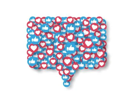 Like, thumbs up icons in message notification shape. Social media elements is Stock Illustration