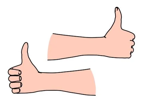 Thumbs up line art gesturing as concept of positive emotion and agreement Stock Illustration