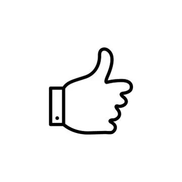 Thumbs Up Line Icon In Flat Style Vector For App, UI, Websites. Black Like Icon Illustrazione stock