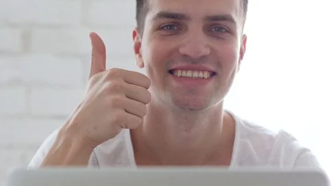 Thumbs Up by Man at Work Stock Footage