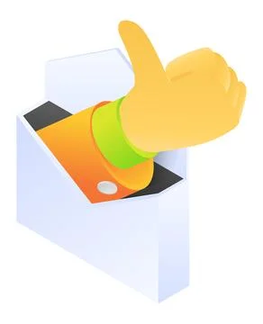 Thumbs up out of the envelope Stock Illustration