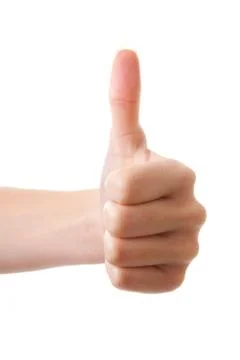 Thumbs up over white background Stock Photos