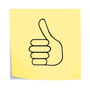 Thumbs up reminder post note 3d illustration isolated on white with clipping Stock Illustration