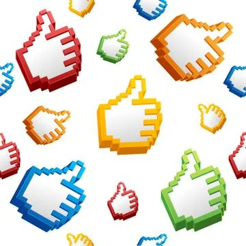 Thumbs Up Sign Computer Cursor Pattern Background. Vector 스톡 일러스트