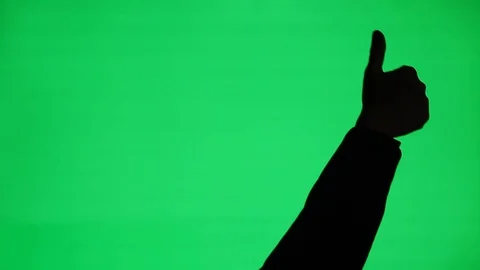 Thumbs Up Silhouette on Green Screen Stock Footage 104097786