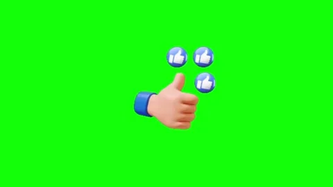 Thumbs Up Social Hand Gesture Animation Green Screen Channel Growth Stock Footage 345602599