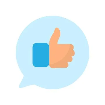 Thumbs up like speech bubble feedback flat vector icon Stock Illustration