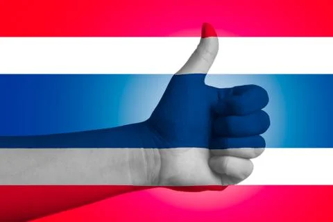 Thumbs up with thai flag painted on Stock Photos