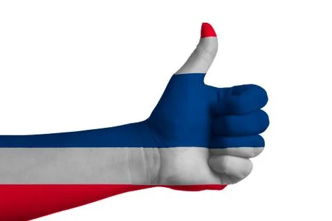 Thumbs up with thai flag painted on Stock Photos