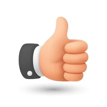 Thumbs Up Vector Illustration. 3d Like Hand Icon, 3D Thumb Up Gesture Stock Illustration