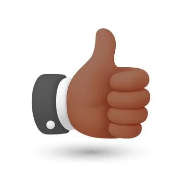 Thumbs Up Vector Illustration. 3d Like Hand Icon, 3D Thumb Up Gesture Stock Illustration