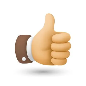 Thumbs Up Vector Illustration. 3d Like Hand Icon, 3D Thumb Up Gesture Illus.. Stock Illustration