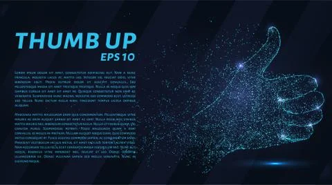 Thumbs up which consists of points. Particles in the form of thumbs up on a d Stock Illustration