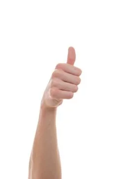 Thumbs up with white background and beautiful hand Stock Photos